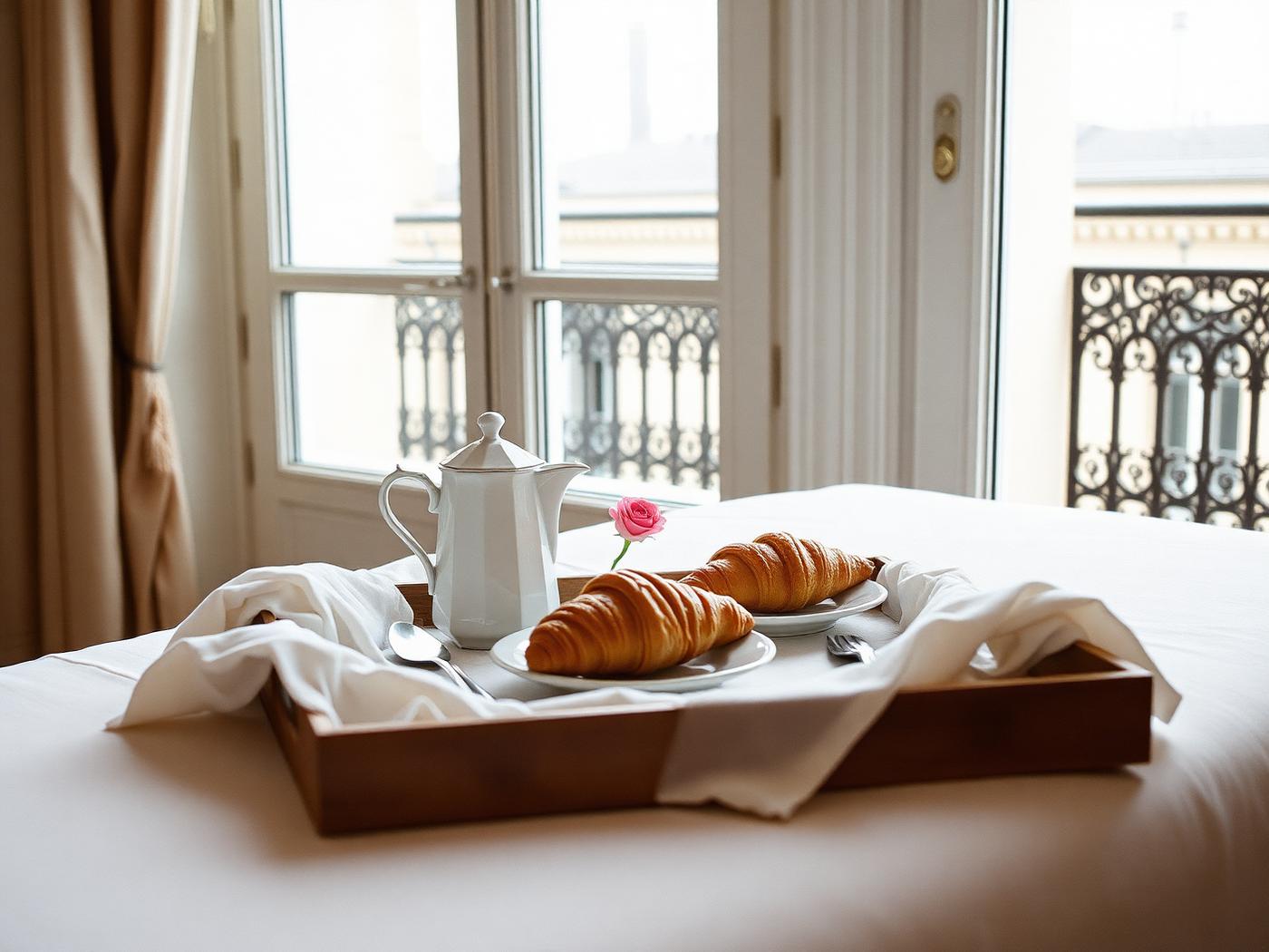 Plateau de petit-déjeuner servi en chambre