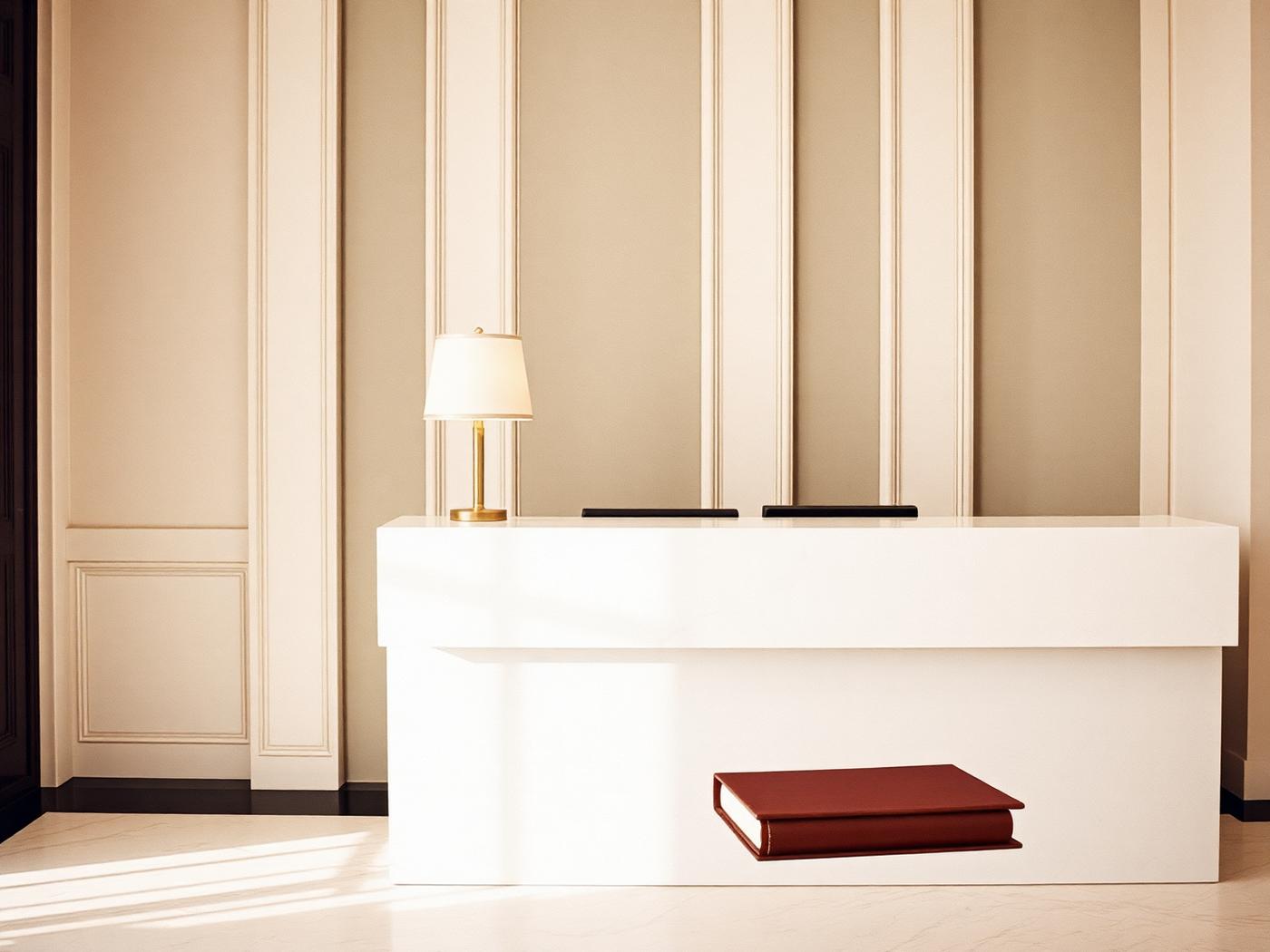 Bureau de conciergerie en marbre clair