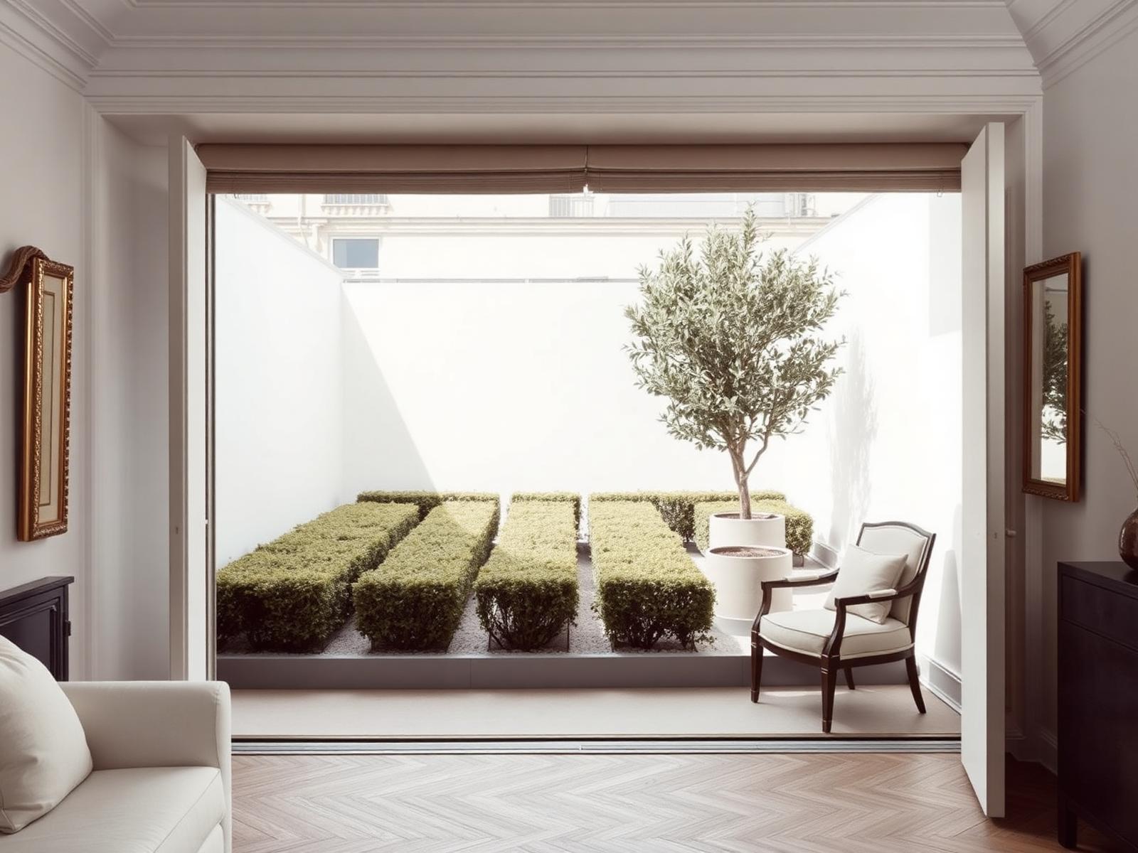 Chambre lumineuse ouvrant sur une terrasse
