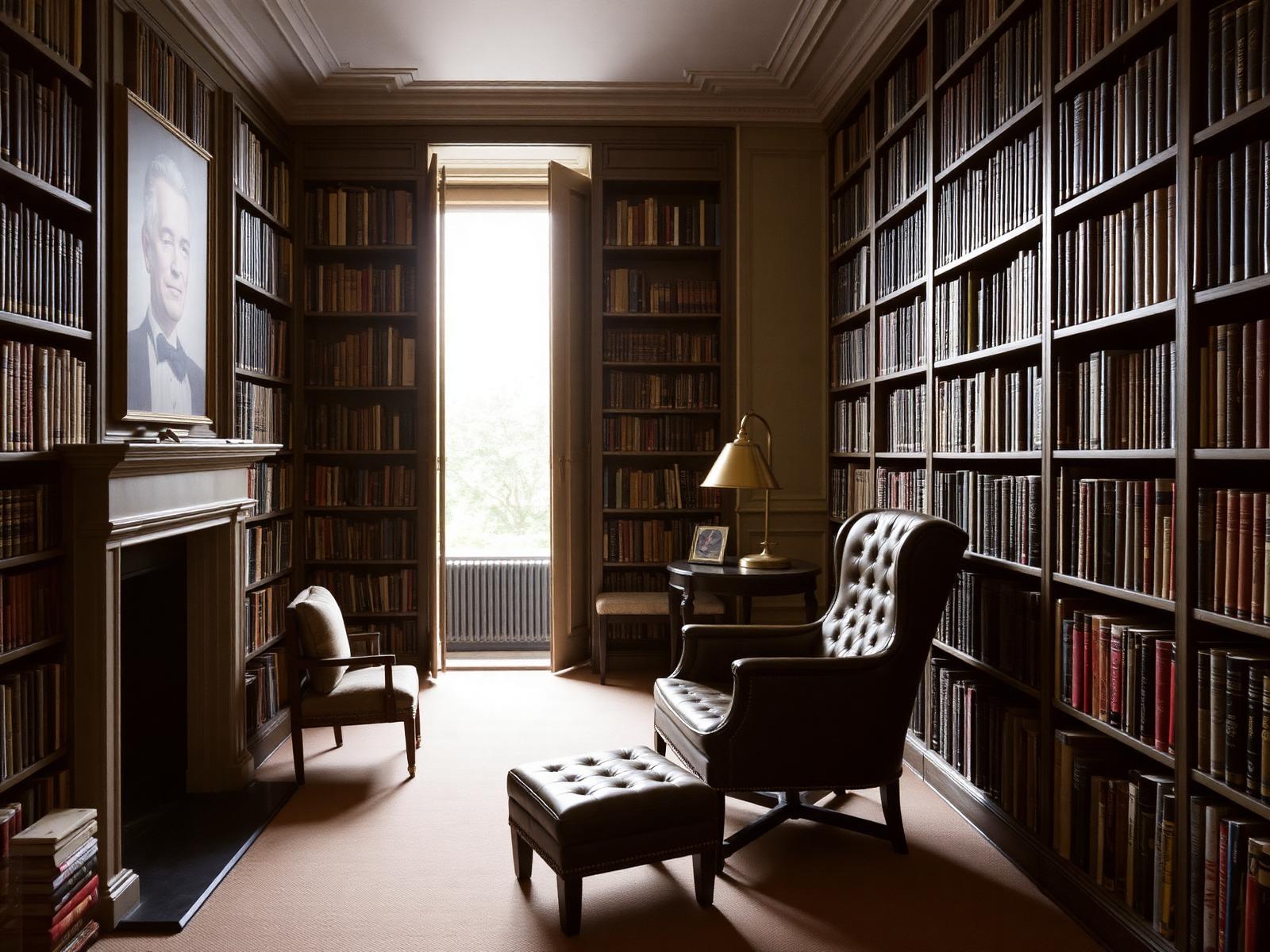 Bibliothèque privée dans une suite d'hôtel particulier