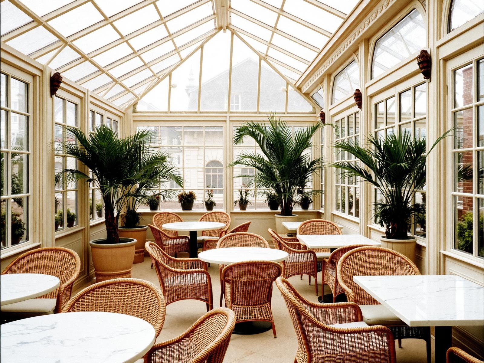 Salon de thé avec pâtisseries et porcelaine